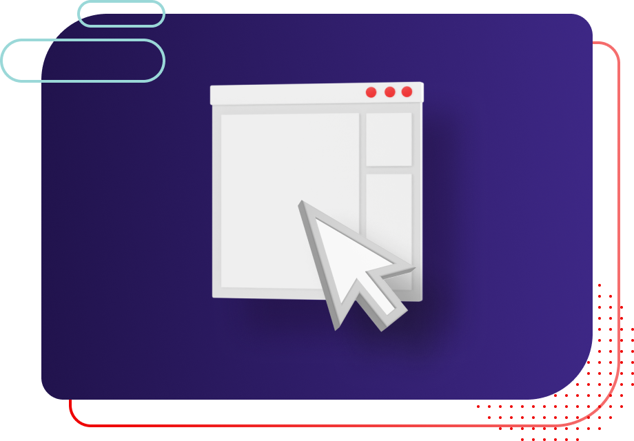 Stylized schematic of a website with oversized cursor overlayed